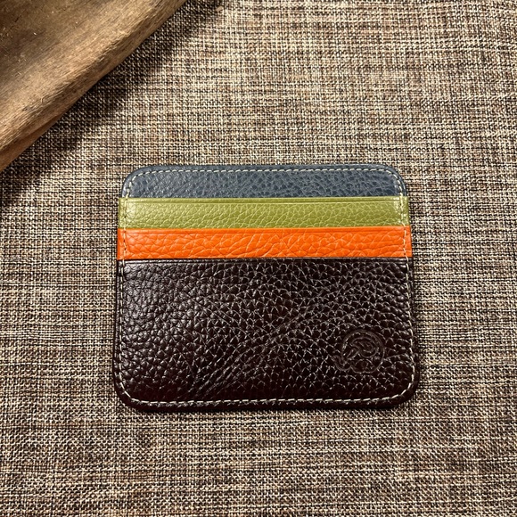 5098-ATT Minimalistic Leather Layer Embossed MultiColors Card & Bill Holder New - Picture 9 of 9